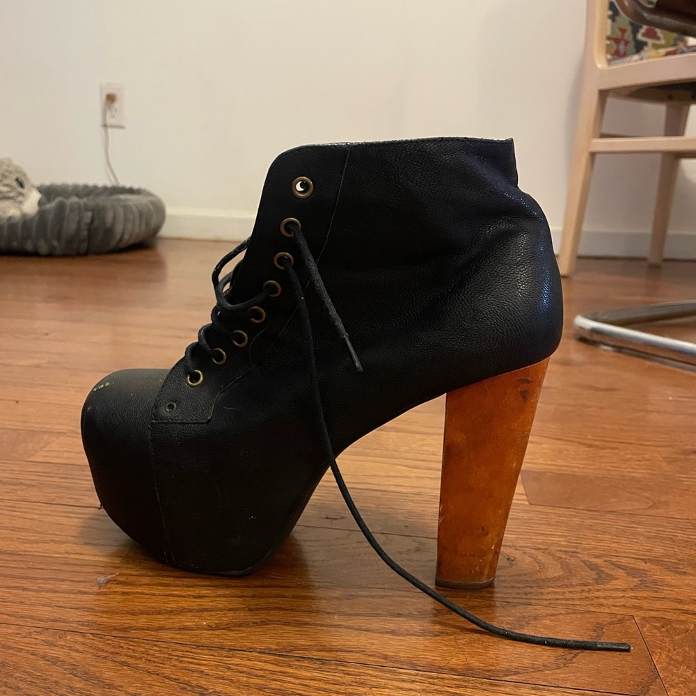 Black Lace-Up Platform Boots
